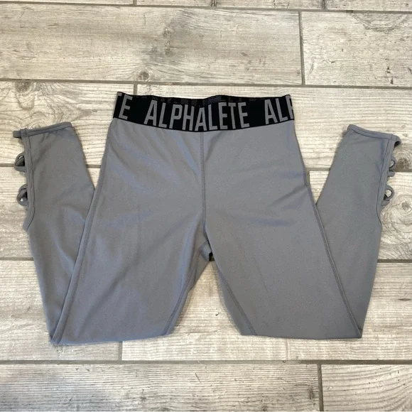 SOLD | Alphalete Gray and Black Cross Set Leggings - Picture 3 of 12